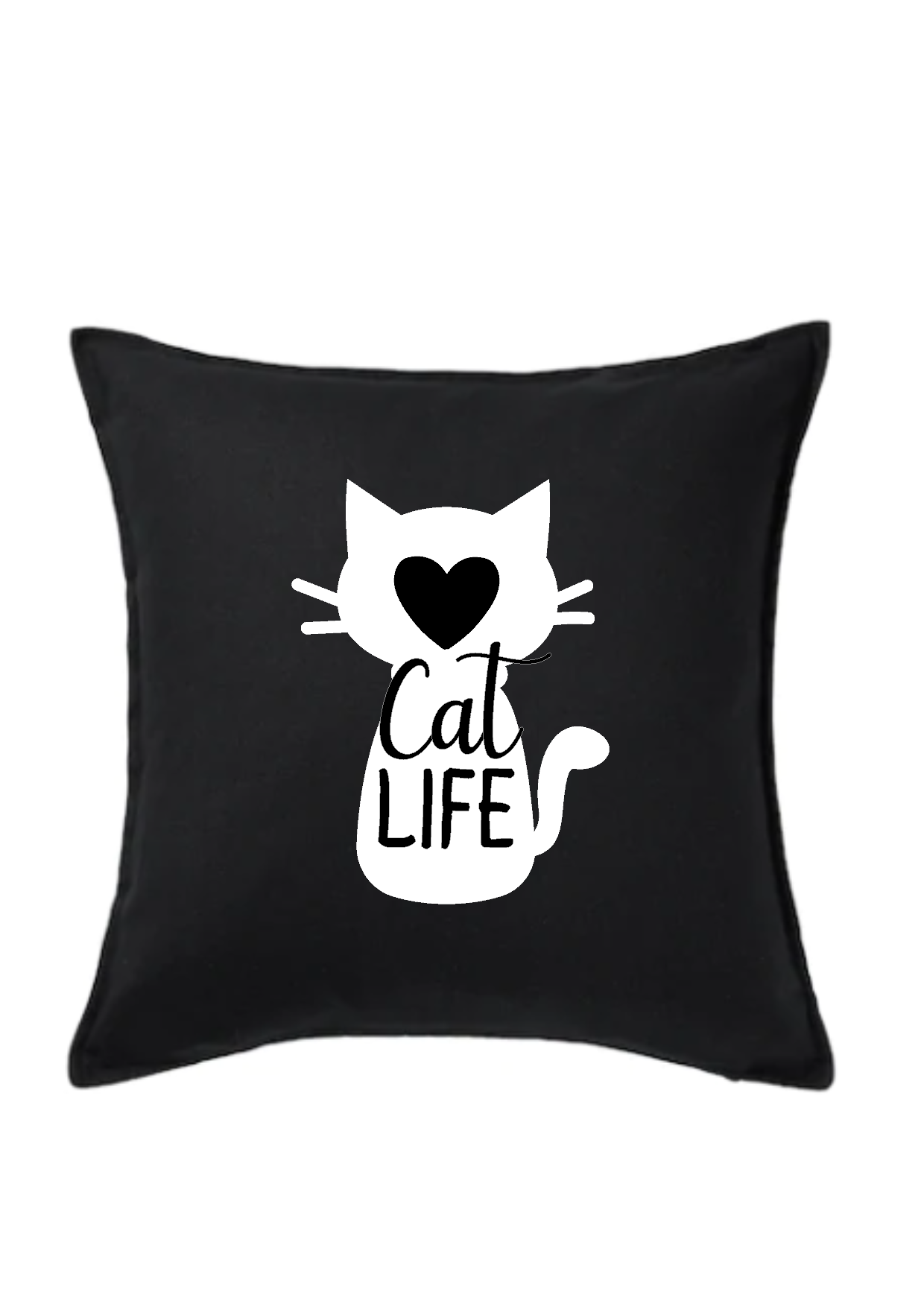 Polsterhülle schwarz Katze weiß