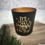 Windlicht schwarz/gold