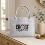 Filztasche handmade bestickt - Choose Happiness