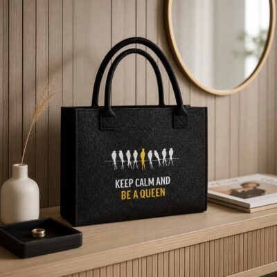 Filztasche handmade bestickt - Queen